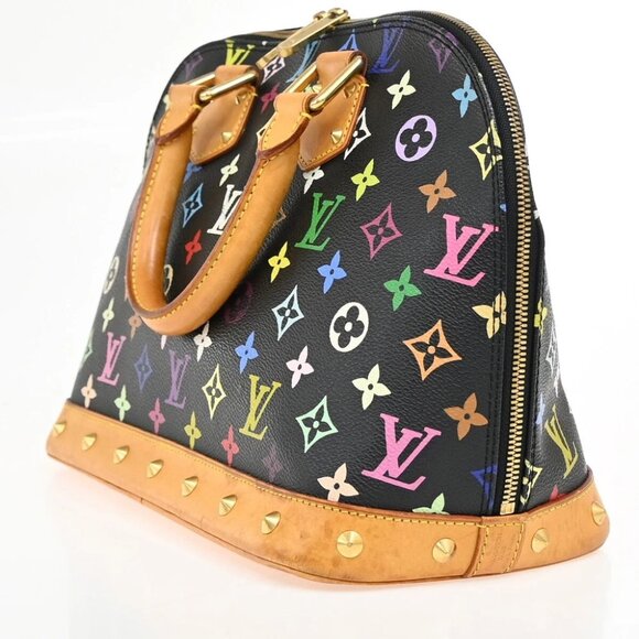 LOUIS VUITTON LV Logo Alma Hand Bag Monogram Multi Color Black M92646 50EE642 - Picture 2 of 12